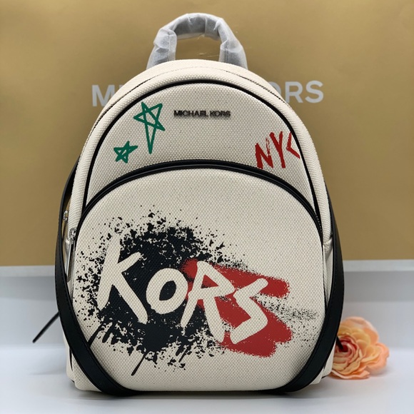 MICHAEL KORS GRAFFITI ABBEY MD BACKPACK LT CRM MUL - Picture 1 of 16